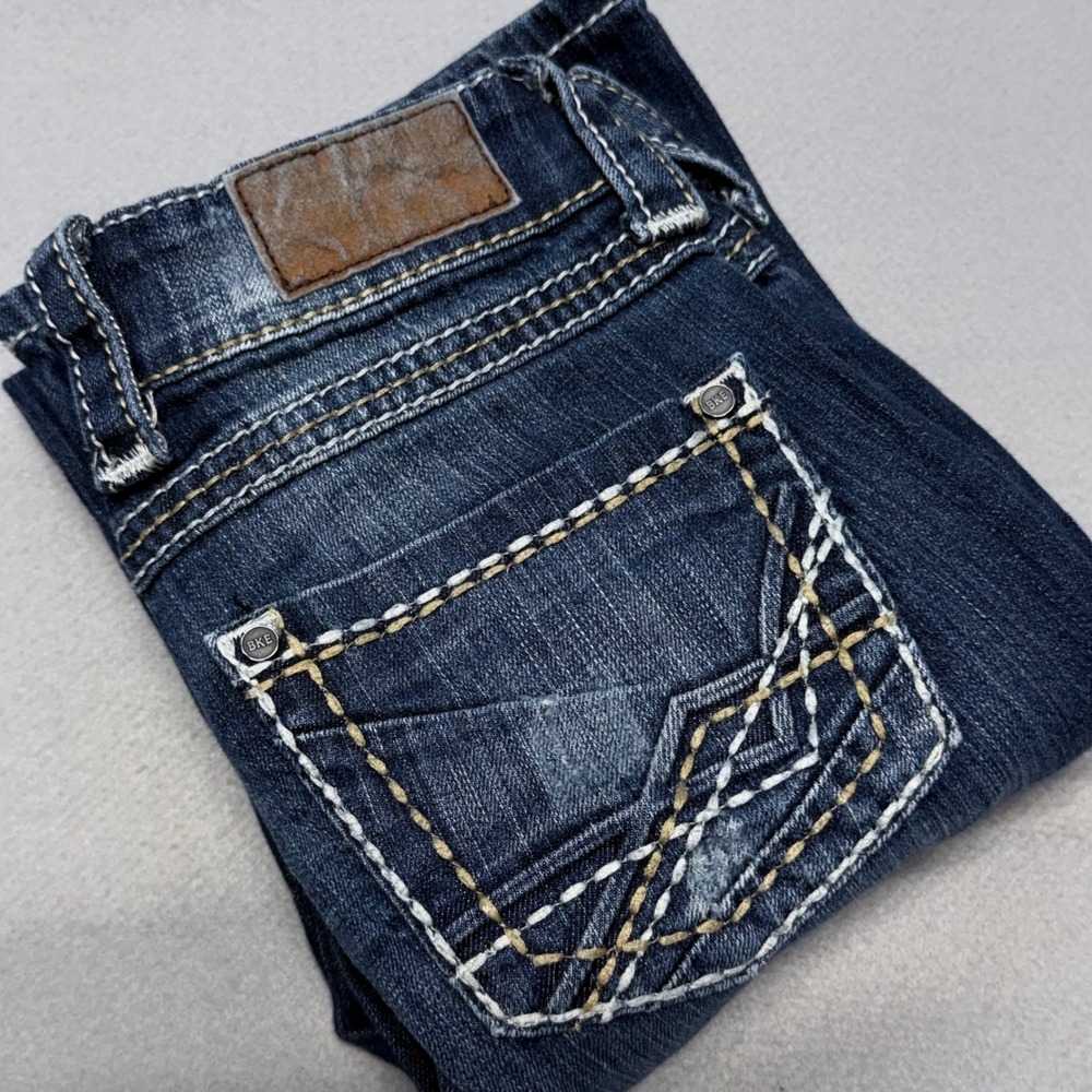 BKE Stella Jeans Womens 25 XL (32" inseam) Blue Denim Low Rise Bootcut